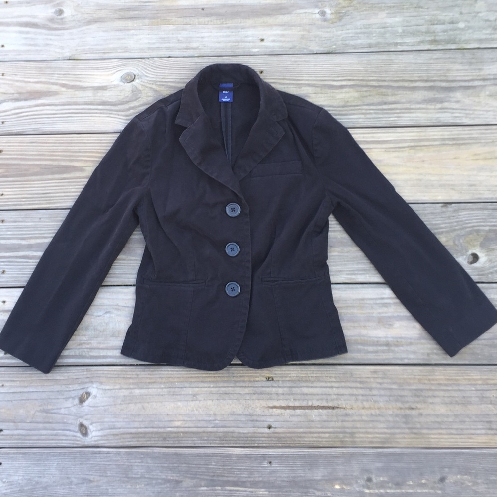 Gap black denim stretch 3 button blazer jacket